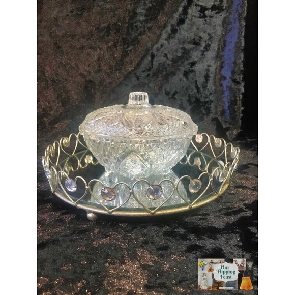 Vintage Clear Cut Glass Candy Dish with Lid - Picture 1 of 5